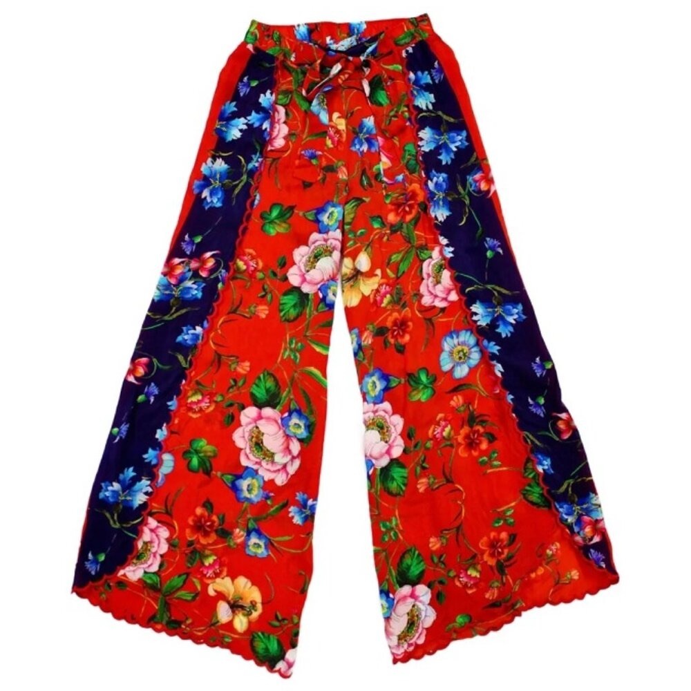 Johnny Was Floral Print Tie Front Pants